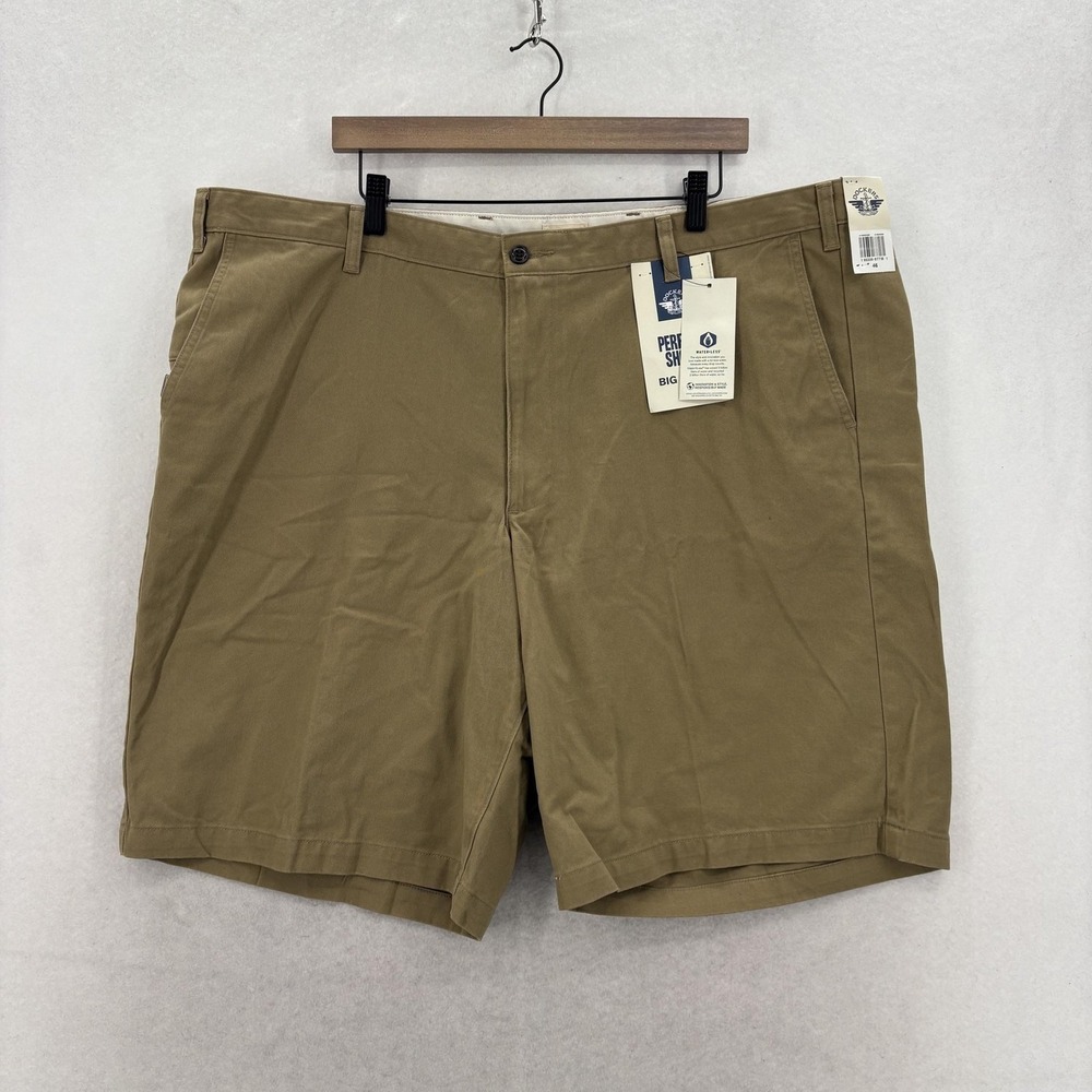 Dockers Perfect Shorts Mens 46 Beige Chino Flat Front Casual Summer Classic Fit